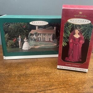 GONE WITH THE WIND 3 Piece Set & Scarlet O'Hara 96 Hallmark Keepsake Ornament